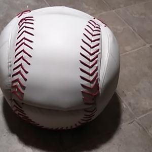 Child's baseball chair with ottoman leather
